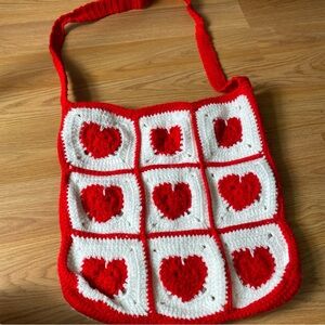 handmade Crotchet heart tote/crossbody bag